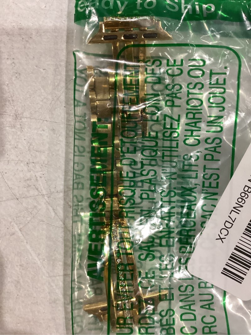 Condition photo showing As Is for koreda slim gold band compatible for apple watch band 38mm 40mm 41mm 42mm 44mm 45mm 46mm 49mm series 11 10 9 8 7 se ultra women, thin metal dressy jewelry bracelet with bling diamond for iwatch series 6/5/4/3/2/1 gold 38mm/40mm/41mm/42mm(series 11/10)