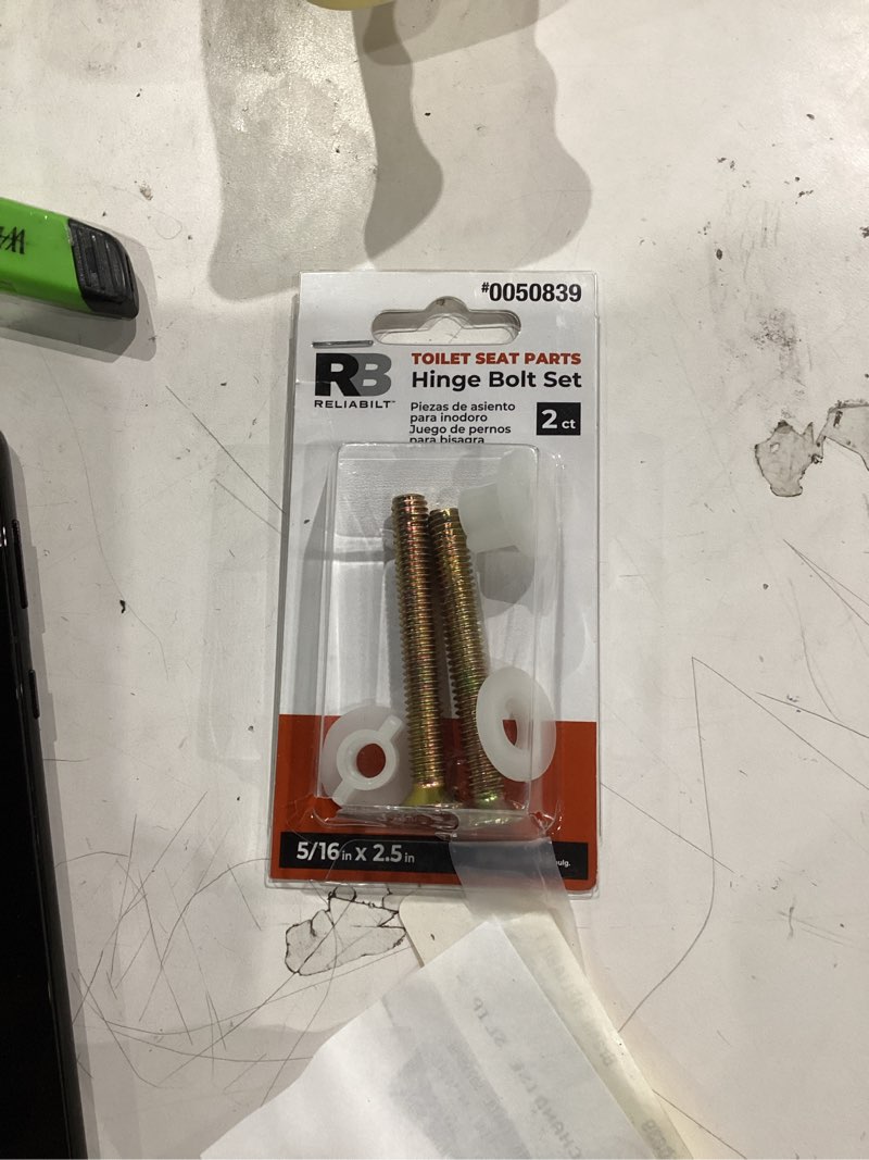 Condition photo showing As Is for 2 PCS Toilet Seat Screws Replacement Kit, Heavy Duty Toilet Seat Fastener with Plastic Nut and Metal and Rubber Washers, Universal Toilet Seat Bolt and Screw Set for Top Mount Toilet Seat Hinge