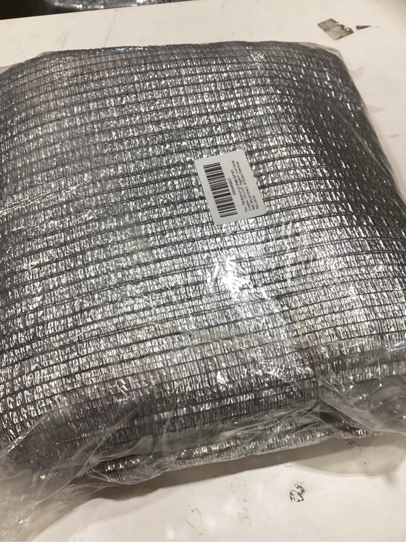 Condition photo showing New/Like New for 70% aluminum sun shade cloth with grommets 12ft x 16ft, silver reflective mesh tarp sun shade cover for pergola, patio, garden, greenhouse, car, kennel, swimming pool, outdoor