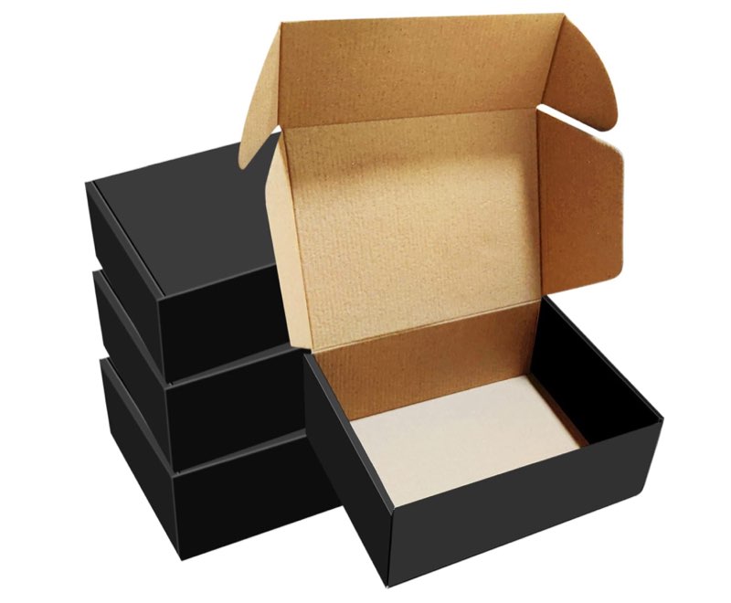 30 pack 8x6x3 inches black shipping boxes, corrugated mailer boxes, packaging boxes for products, recyclable cardboard box, flat literature mailers for gifts, clothings by mailing