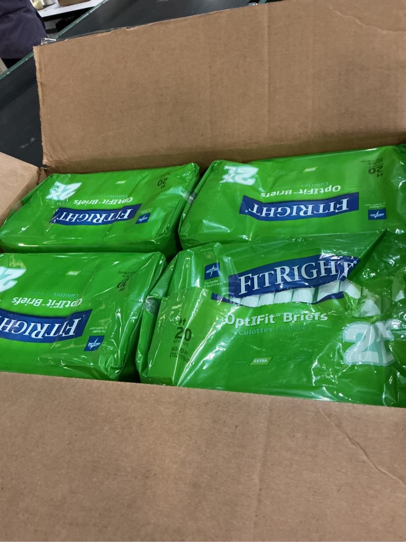 Condition photo showing Good Condition for FitRight OptiFit Extra Adult Briefs, Incontinence Diapers with Tabs, Moderate Absorbency, 2XL, 60 to 70", 20 Count (Pack of 4) 80 Count XX-Large