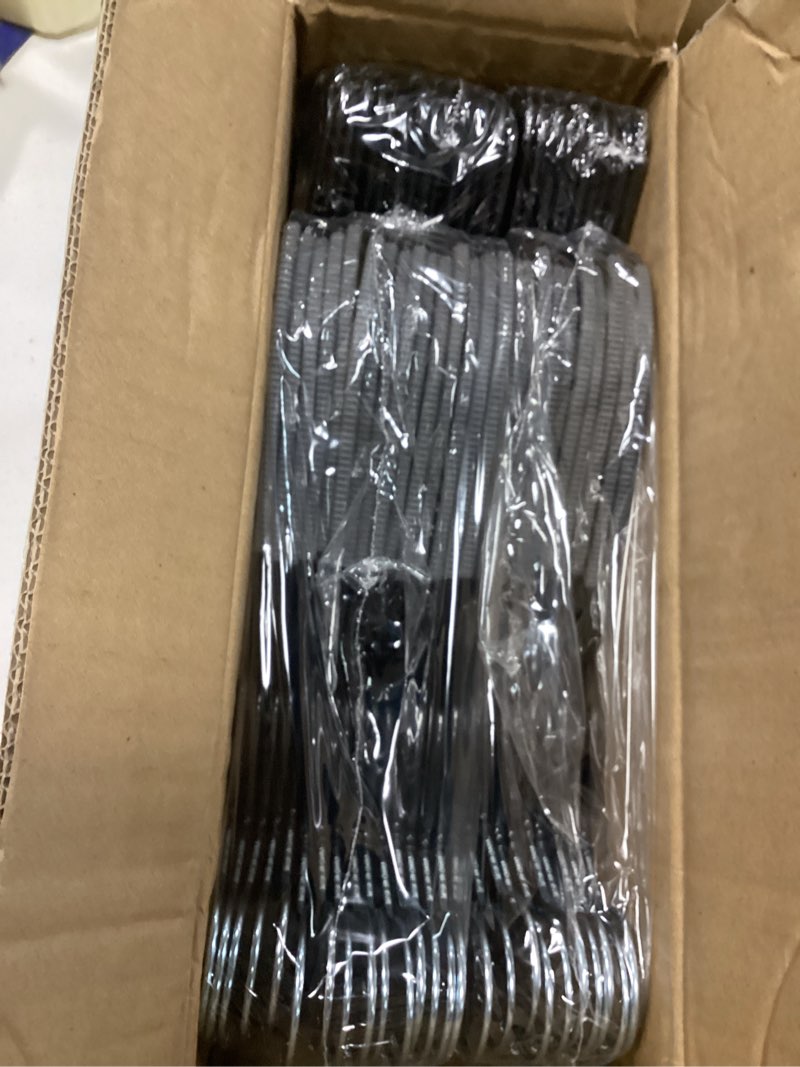 Condition photo showing Good Condition for heavy duty plastic hangers 50 pack with non-slip design,0.2 inches thick,360°swivel hook space saving organizer for bedroom closet,shirts,pants,strong enough for coat(black- s shaped)