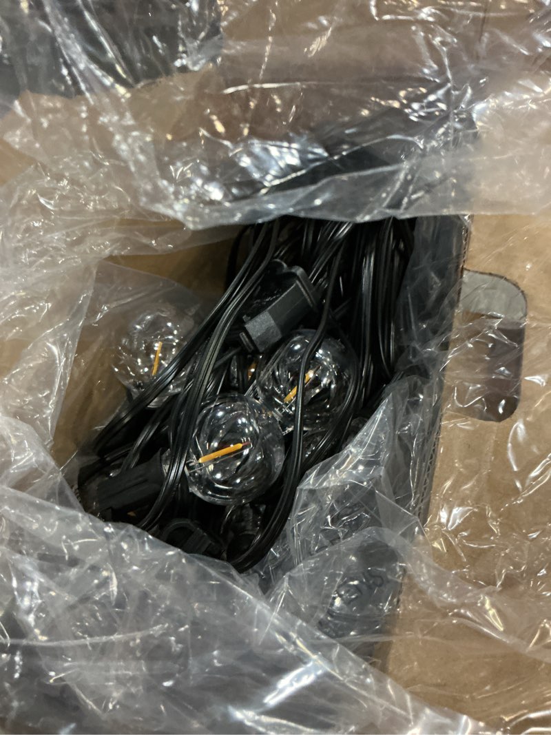 Condition photo showing Good Condition for svater outdoor string lights 120 ft, patio light with 63 shatterproof led bulbs, outside plastic hanging g40 globe lights for cafe market bistro backyard, dimmable warm white 2700k 120ft
