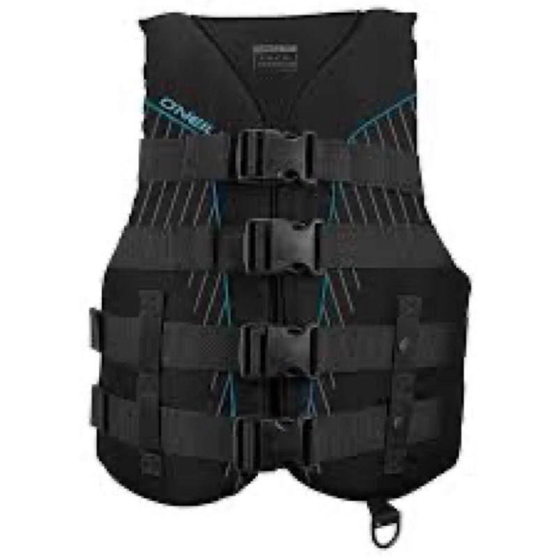 o'neill women's superlite uscg life vest,black/black/black:turquoise,m