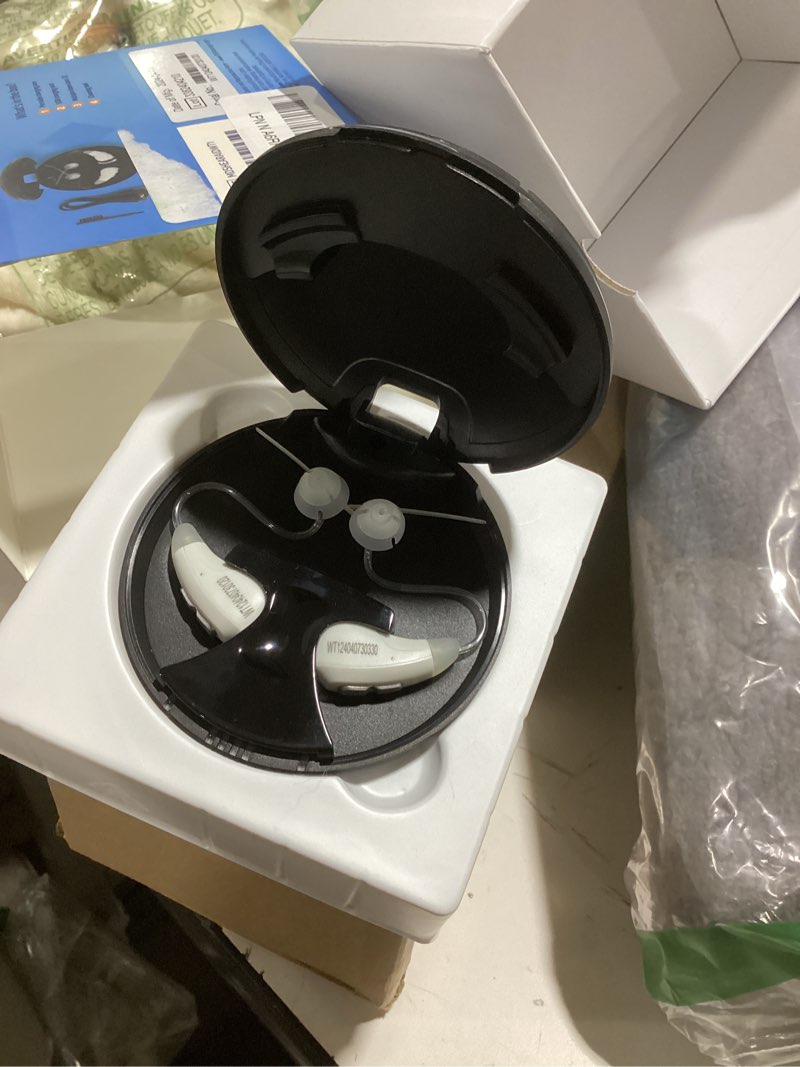 Condition photo showing Good Condition for Medline Comfortable & Rechargeable OTC Hearing Aids, White, Behind-The-Ear, 4 Environmental Settings, Water Resistant, Adjustable Volume, Mild to Moderate Hearing Loss, Noise Reduction