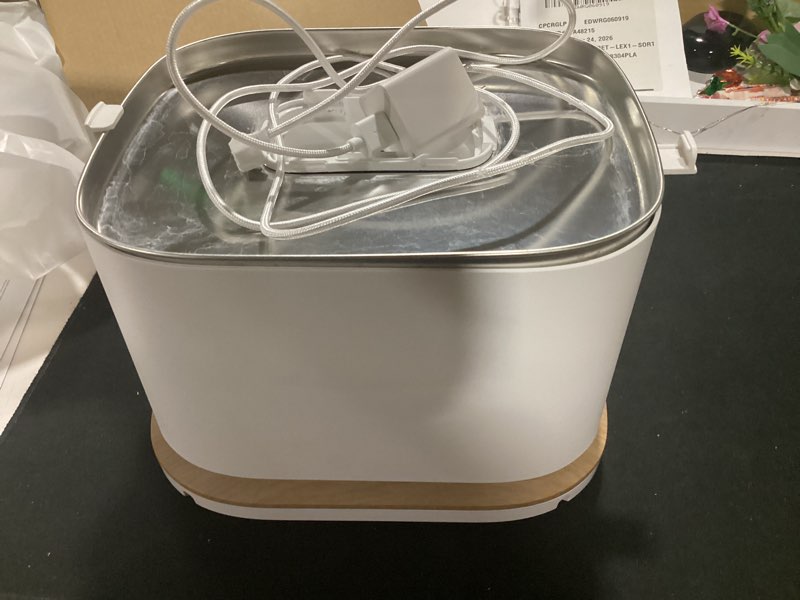 Condition photo showing As Is for petlibro upgrade cat water fountain, cordless cat fountain battery operated, app monitoring 3l/101oz dockstream 2 pet water fountain with stainless steel tray, 5ghz wifi dog water bowl dispenser white fountain