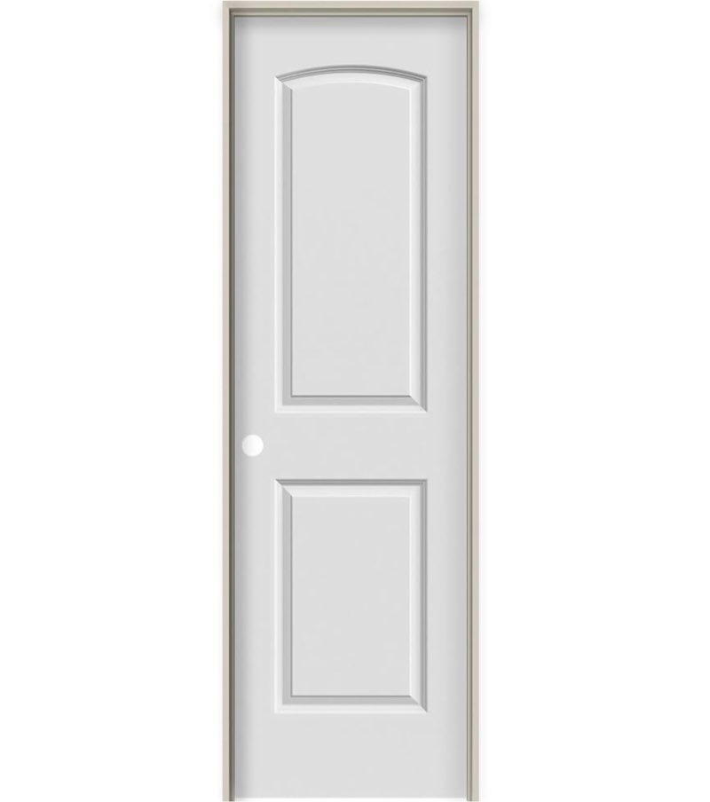 national door company zz364272r solid core, primed, molded 2-panel archtop, right hand, i interior door, 16\"x80\"