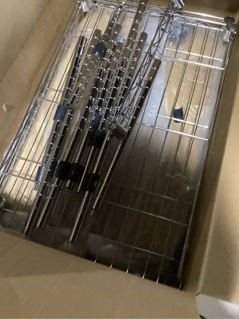 Condition photo showing Good Condition for (similar to) whitmor 3 tier storage shelves, heavy duty with wheels, adjustable wardrobe rack, 400 lbs capacity per shelf, max 1200 lbs total for kitchen, bathroom, garage, 24\" l x 14\" w x 30.5\" h, black black (with wheels)