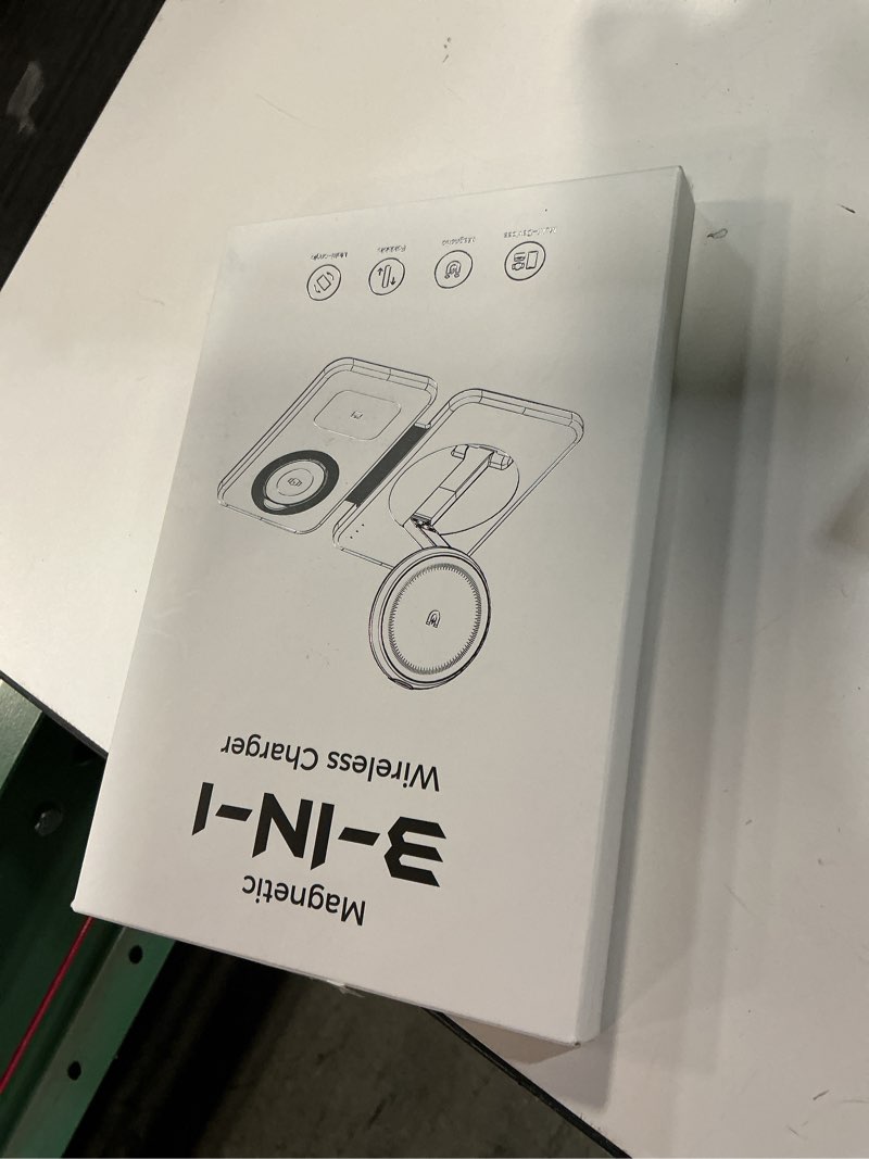 Condition photo showing New/Like New for 3 in 1 Magnetic Wireless Charger for Apple Multiple Devices, Foldable Fast Charging Station - Magsafe Charger Stand, Travel Charger Pad for iPhone 17 16 15 14 13 12 Series/Apple Watch/AirPods Pro