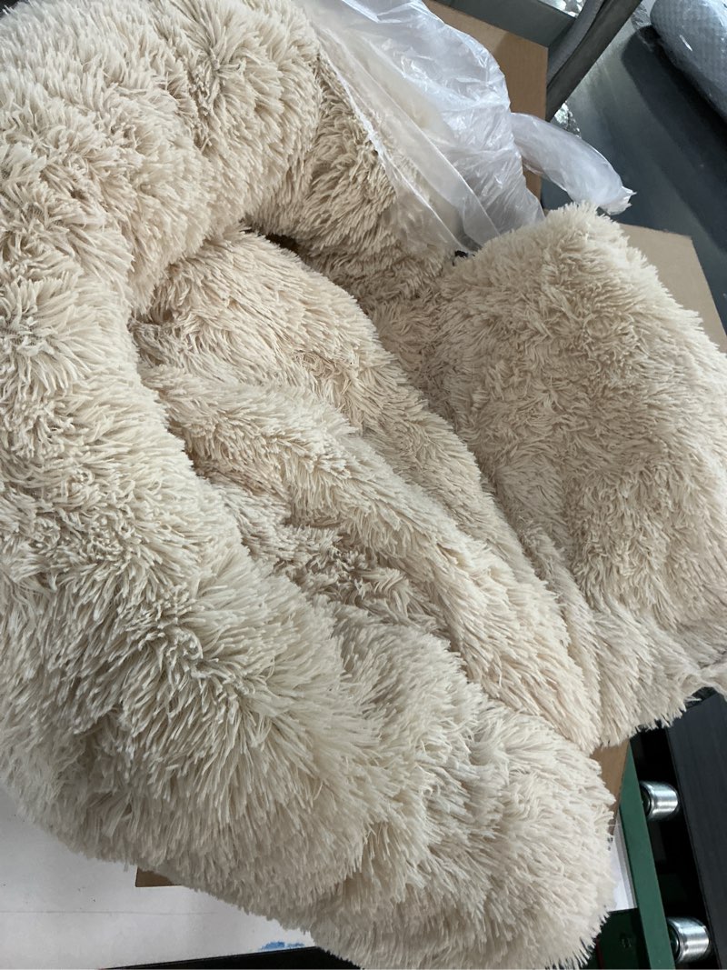 Condition photo showing As Is for Tinaco Luxurious Calming Dogs/Cats Bed Mats, Dog Pad Washable Removable Couch Cover, Plush Long Fur Mat for Pets, Waterproof Lining, Perfect for Small, Medium and Large Dogs and Cats (Beige, 41"x37") 41.0"L x 37.0"W x 6.0"Th Beige