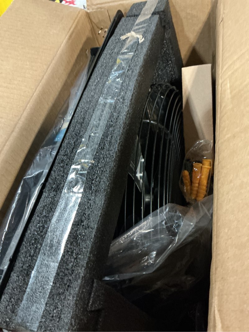 Condition photo showing Good Condition for vevor 14 inch shutter exhaust fan, wall mounted attic vent fan with smart programming variable speed temperature control, 2000 cfm,ec motor,timer, for shed,garage,greenhouse ventilation cooling,black 2025v-blk 14 inch
