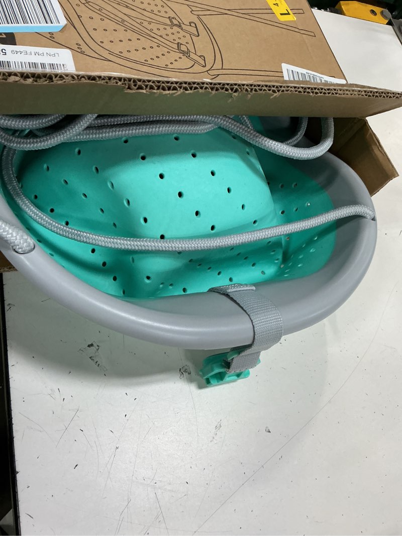 Condition photo showing Good Condition for child swing seat, 6 months to 3 years of age. soft, durable, flexible and breathable. adjustable straps and clips, weather resistant and fully assembled. 10" deep x 15" w x 19" h, by xdp recreation