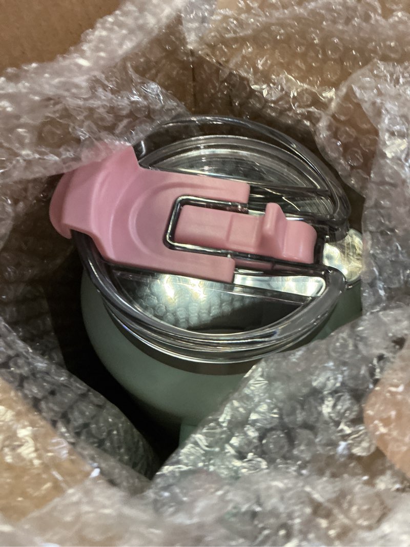 Condition photo showing New/Like New for hydraful 64 oz tumbler with handle and straw - 100% leak-proof - insulated cup reusable stainless steel large water bottle travel mug for gym, hiking, and camping - gifts for women men him her star_bubblegum 64 ounces