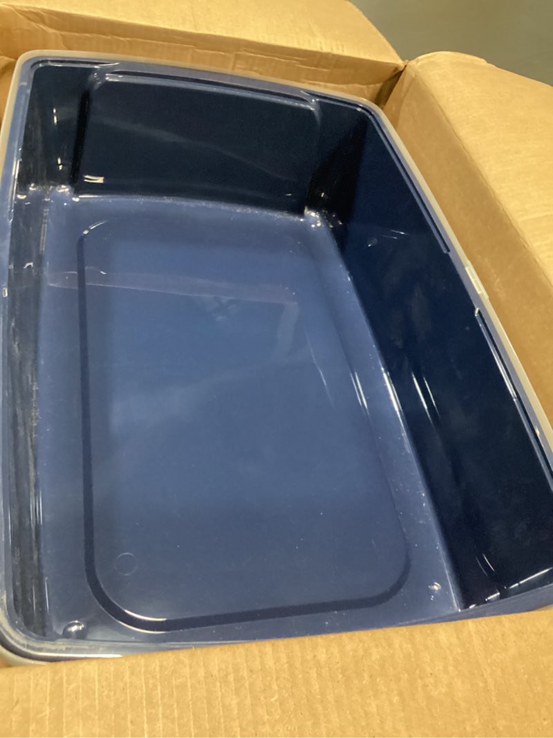Condition photo showing Good Condition for iris usa xx-large cat litter box, open top extra large litter box for big cats and multi-cat households, high sided scatter shield, easy to clean, 30"l x 20"w x 14"h, navy xxl navy