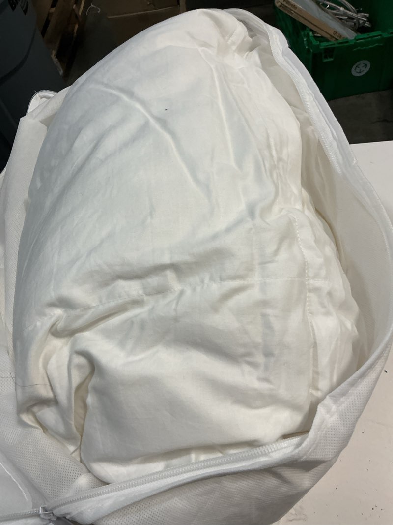 Condition photo showing As Is for quince lightweight premium down alternative comforter, full/queen, white