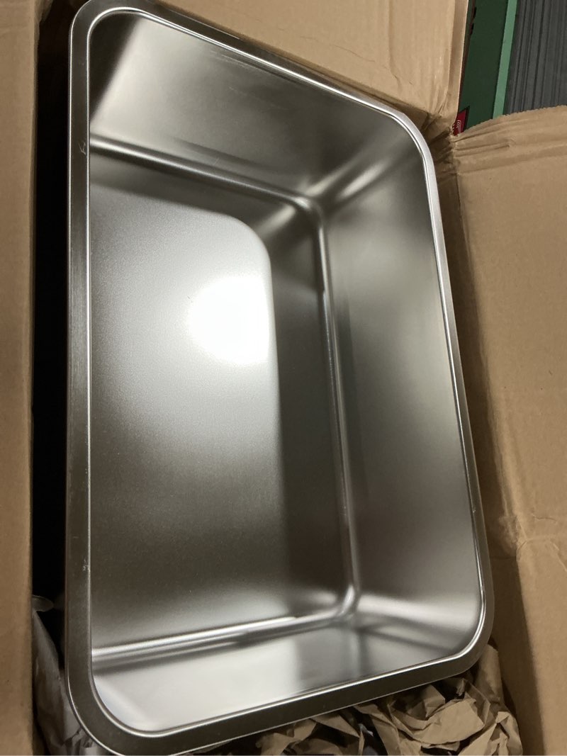 Condition photo showing Good Condition for stainless steel litter box,19.7"x13.7"x6" large metal litter box for kitty/cat, easy to clean, non stick litterbox no smell for adult cats 1 pack-l (19.7"x13.7"x6")