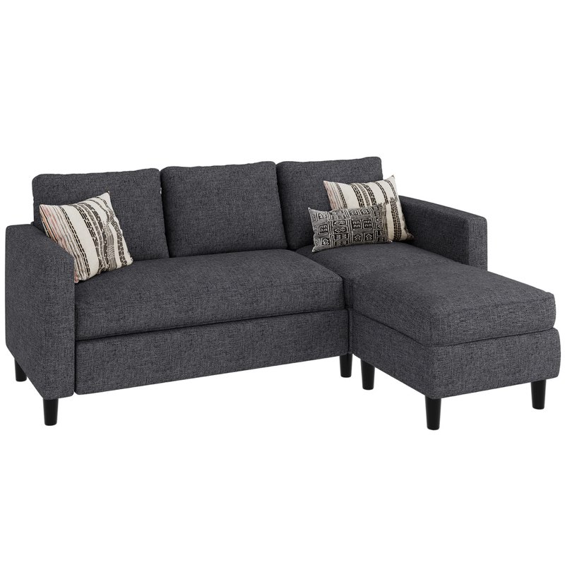 US85-BK Walsunny 3-Seat L Shaped Small Sectional Couch Affordable Comfortable Sofa with Chaise
