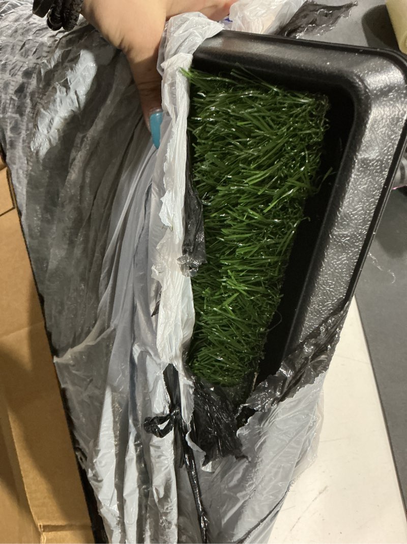 Condition photo showing Good Condition for artificial grass puppy pee pad for dogs and small pets - 20x25 inch, reusable 3-layer turf pads for dogs with tray - indoor and outdoor fake grass potty pet supplies by petmaker medium 3-layer system