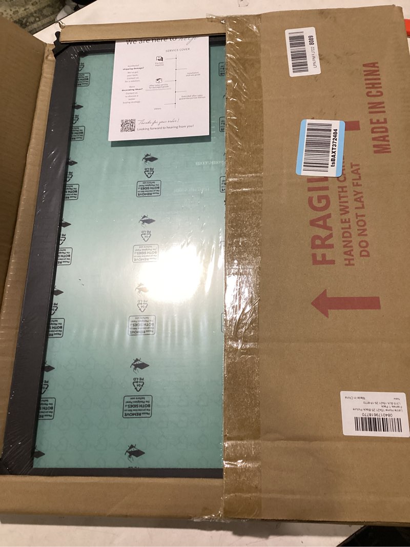 Condition photo showing New/Like New for LaVie Home 15x21.25 Picture Frame Black, Puzzles Frame for Wall Decoration, Classic Black Minimalist Style Suitable for Decorating Houses, Offices, Hotels, Puzzles Posters Photos or Artwork?1 Pack? 15x21.25 Black
