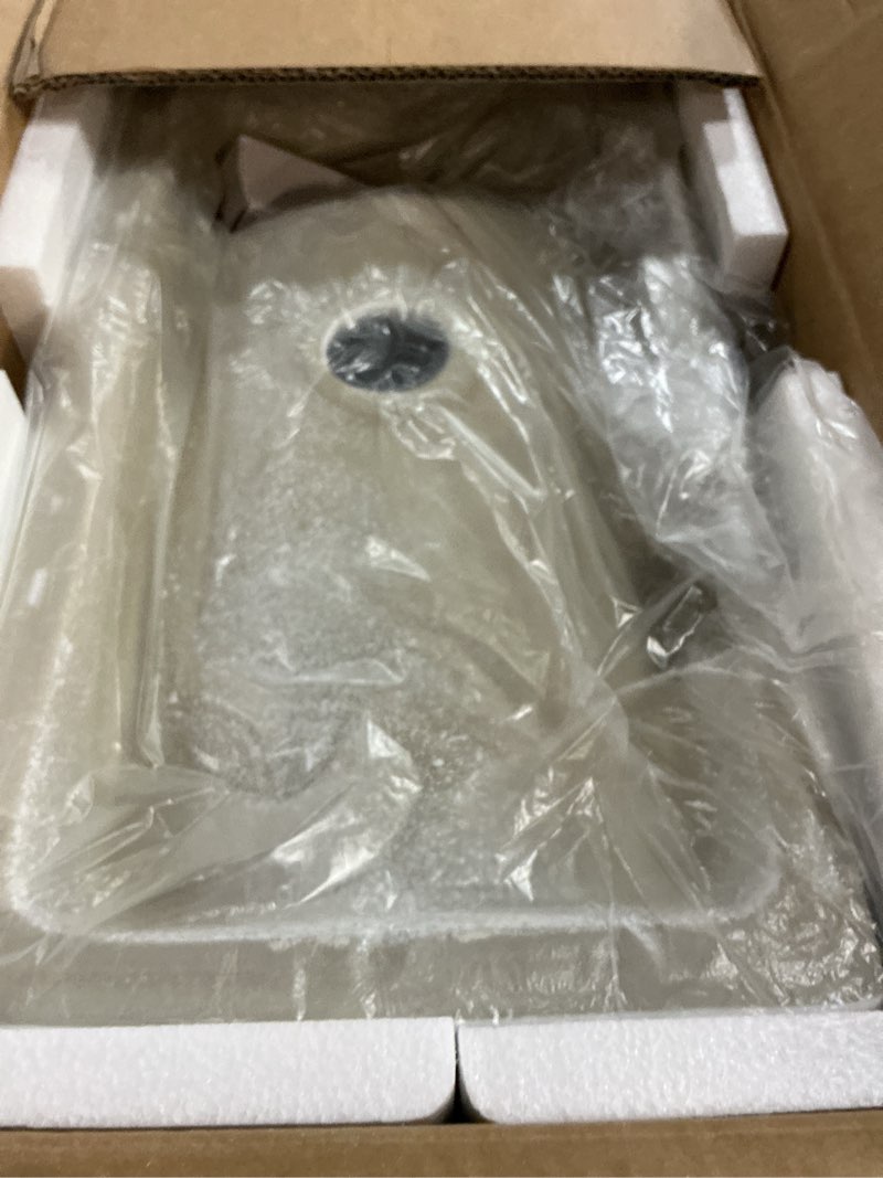 Condition photo showing Good Condition for Wall Mount Bathroom Sink, QISHKA 18.1" x 10" Modern Ceramic Rectangular Floating Sink, White Rectangle Wall Hung Wash Basin Vessel Sink, Save Space for Bathrooms (Right Hand) White 18.1" x 10" x 4.7"