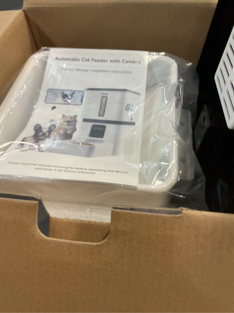 Condition photo showing New/Like New for automatic dog feeder with camera wifi: 33 cups 5g app control easy setup cat food dispenser - hd 1080p video recording timed pet feeder for cat dog small-pet