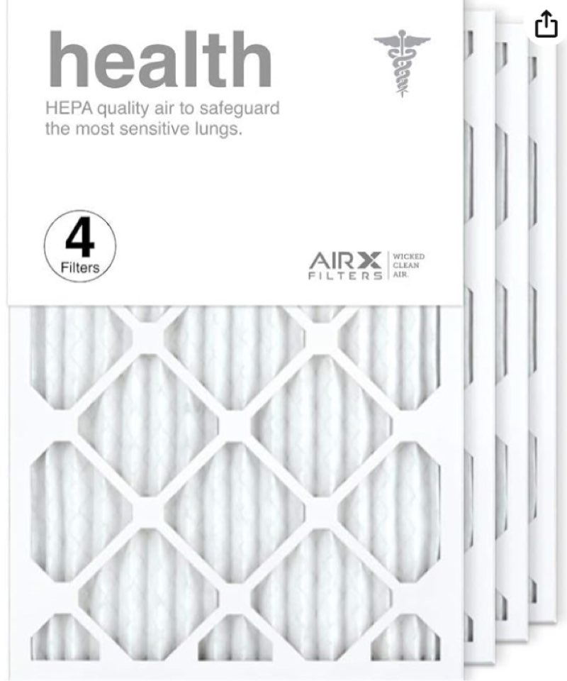 airx filters 16x25x1 air filter merv 13 pleated hvac ac furnace air filter, health 4-pack made in the usa