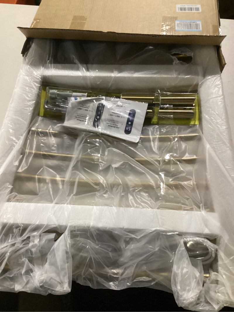 Condition photo showing Good Condition for Luxury 10 Bars Gold Towel Warmer Wall Mount Electric Plug-in/Hardwired Heated Towel Rack, Heated Towel Drying Rack with Timer & Temperature Multi-Level Adjustable (Brushed Gold, 10 Bars) Brushed Gold 10 Bars