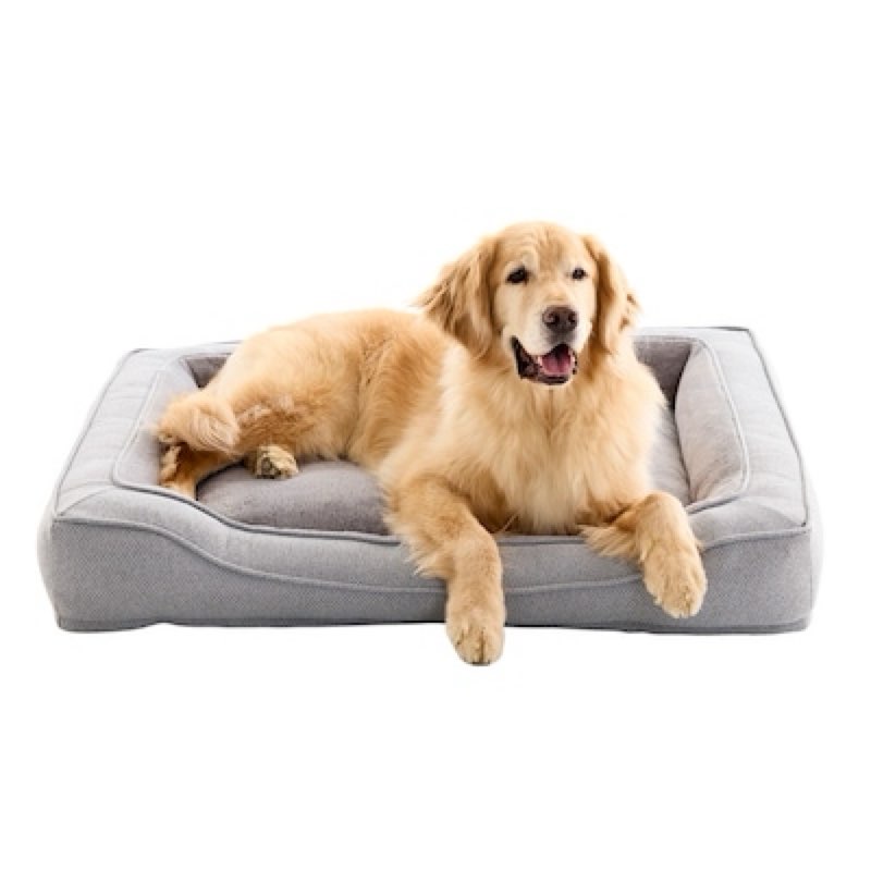heart & herd rectangular twill gray polyester bolster dog bed ( large )