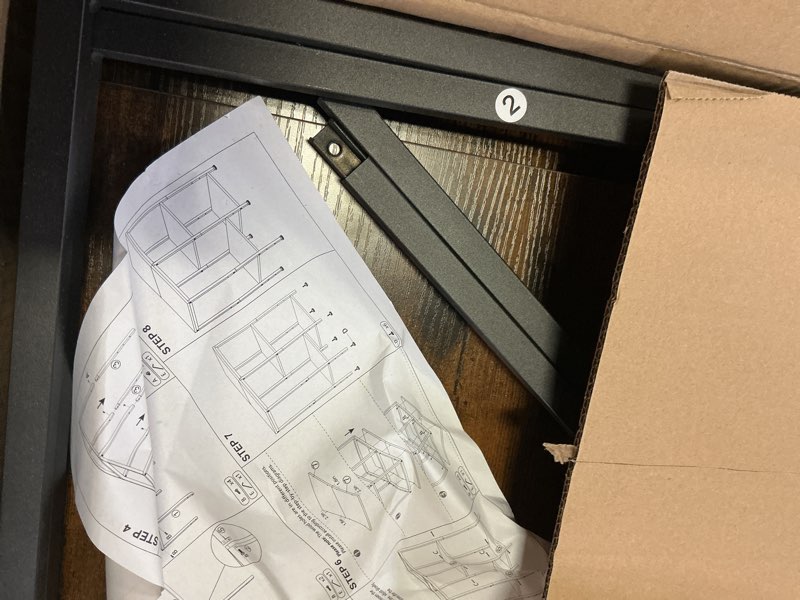 Condition photo showing Good Condition for Kitchen Microwave Stand,4-Tier Adjustable Bakers Rack, Microwave Cart with Storage, Small Coffee Bar Table Appliance Shelf for Living Room,Office,Rustic Brown