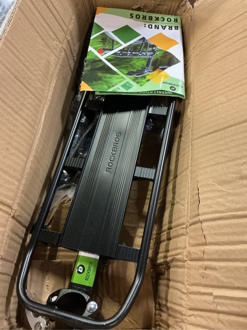 Condition photo showing As Is for rockbros rear bike rack quick release bike cargo rack luggage bike rack rear mountain bike rack all black
