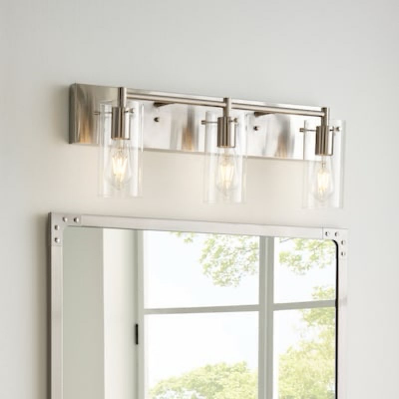 allen + roth yuma 24-in 3 light brushed nickel vintage bathroom vanity light bar