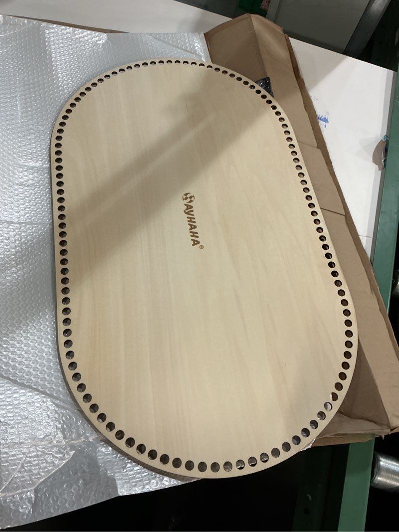 Condition photo showing New/Like New for large moses basket wood bottom 27.56 x 15.75 inches,oval natural wood base shaper for diy crochet or knitting weaving crafts home decoration (1pc)
