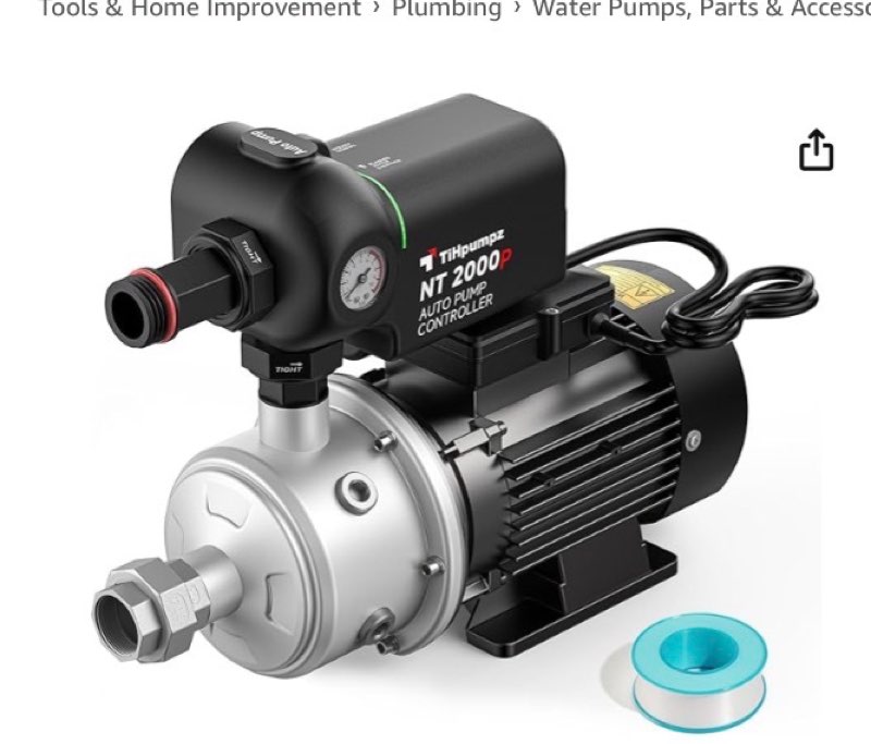 TiHpumpz Auto Water Pressure Booster Pump for Home. Multi-stage Centrifugal, High Pressure, Low Noise. 110VAC/60HZ, 2/3HP, 1HP, 1.5HP for Whole House, Residential Underground or Surface
