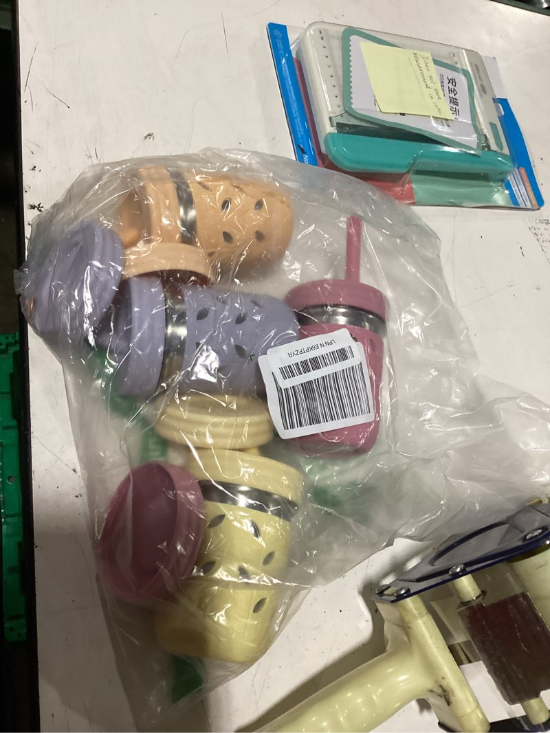 Condition photo showing New/Like New for elk and friends 10oz stainless steel kids + toddler drinking cups | the original mason jar with sleeves + lids | silicone straws | smoothies | storage jar | spill resistant | dishwasher safe | 4 pack blush/lilac/lemon/peach 10oz