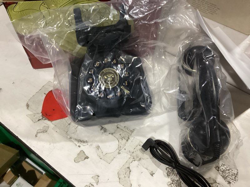 Condition photo showing New/Like New for sangyn bluetooth retro phone with speakerphone, bluetooth landline telephone, bluetooth home phone with usb rechargeable power, hands-free calling & music playback, black