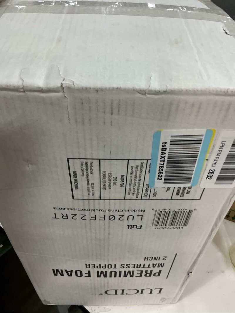 Condition photo showing Good Condition for LUCID 2 Inch Traditional Foam Mattress Topper – Ventilated & Breathable – Conforming Support – Full size Full 2 Inch Topper Only