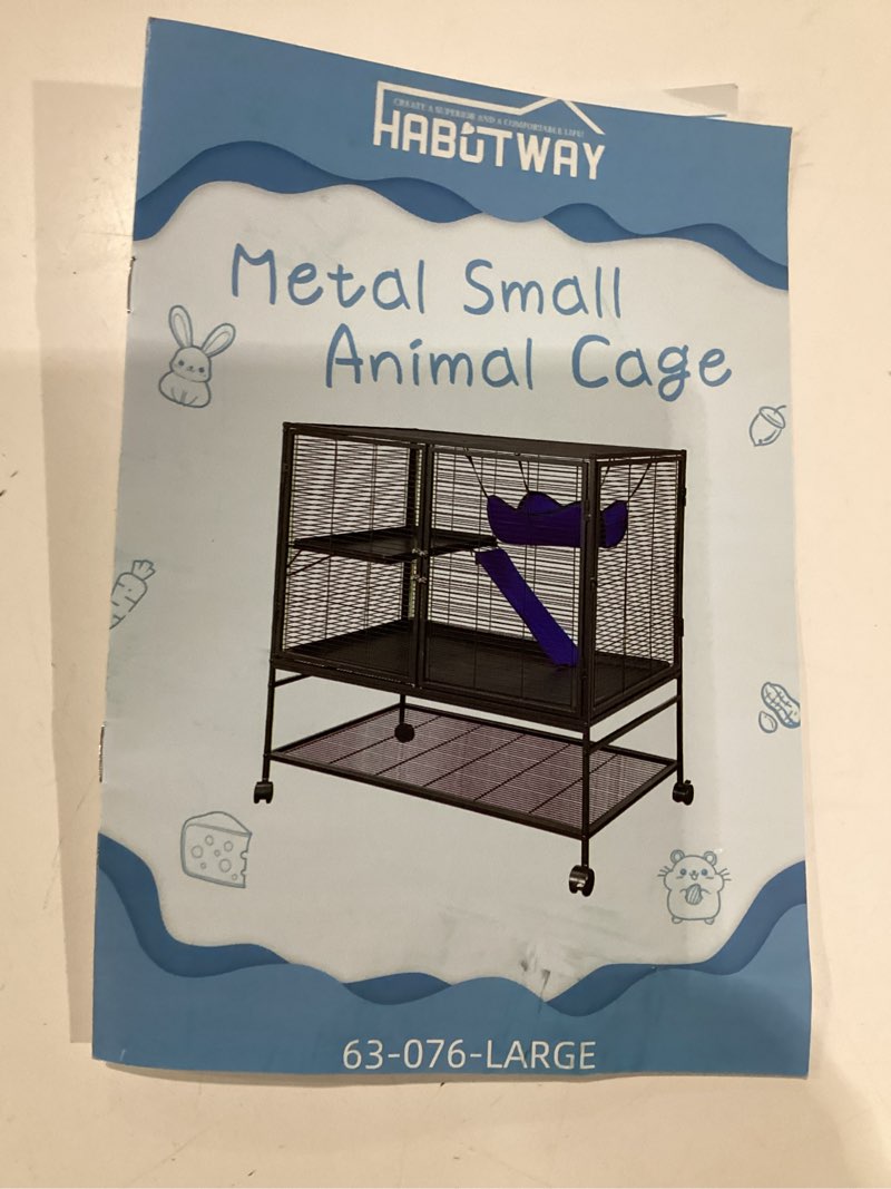 Condition photo showing New/Like New for habutway 40''h large metal rolling ferrets cage, 2-tiers small animal cages, cage for rats/chinchillas, 0.5'' bar spacing for ferret,small animal cage w/removable ramp & platform