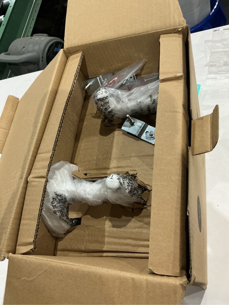 Condition photo showing As Is for project source henfield 2-pack 2-light 11.81-in h matte white outdoor wall light