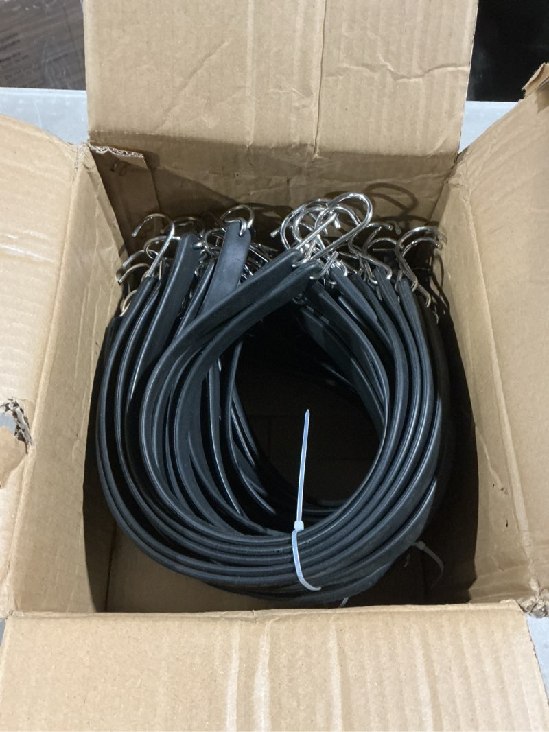 Condition photo showing Good Condition for vevor rubber bungee cords, 50 pack 21" long, weatherproof natural rubber tie down straps with crimped s hooks, heavy duty outdoor tarp straps for securing flatbed trailers, canvases, cargo, and more