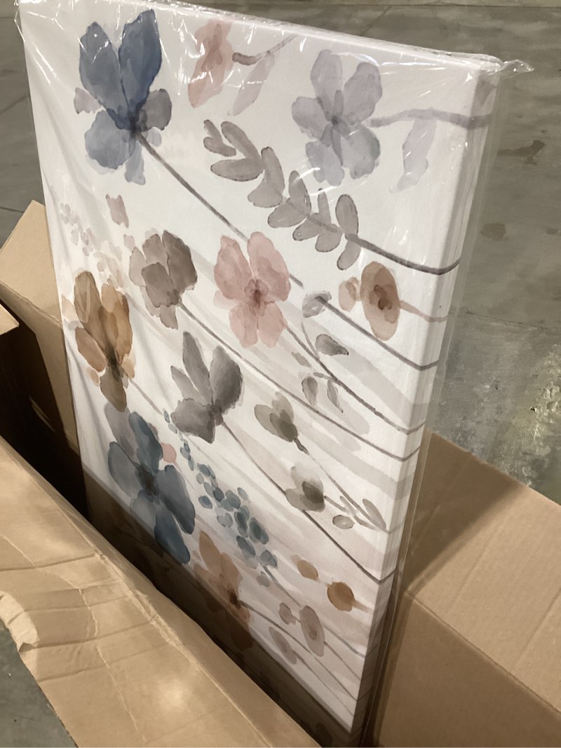 Condition photo showing Good Condition for elegant flowers canvas wall art - floral pictures for wall decor indigo brown grey canvas painting nature printing artwork for living room bedroom home office wall decoration 24" x 48"