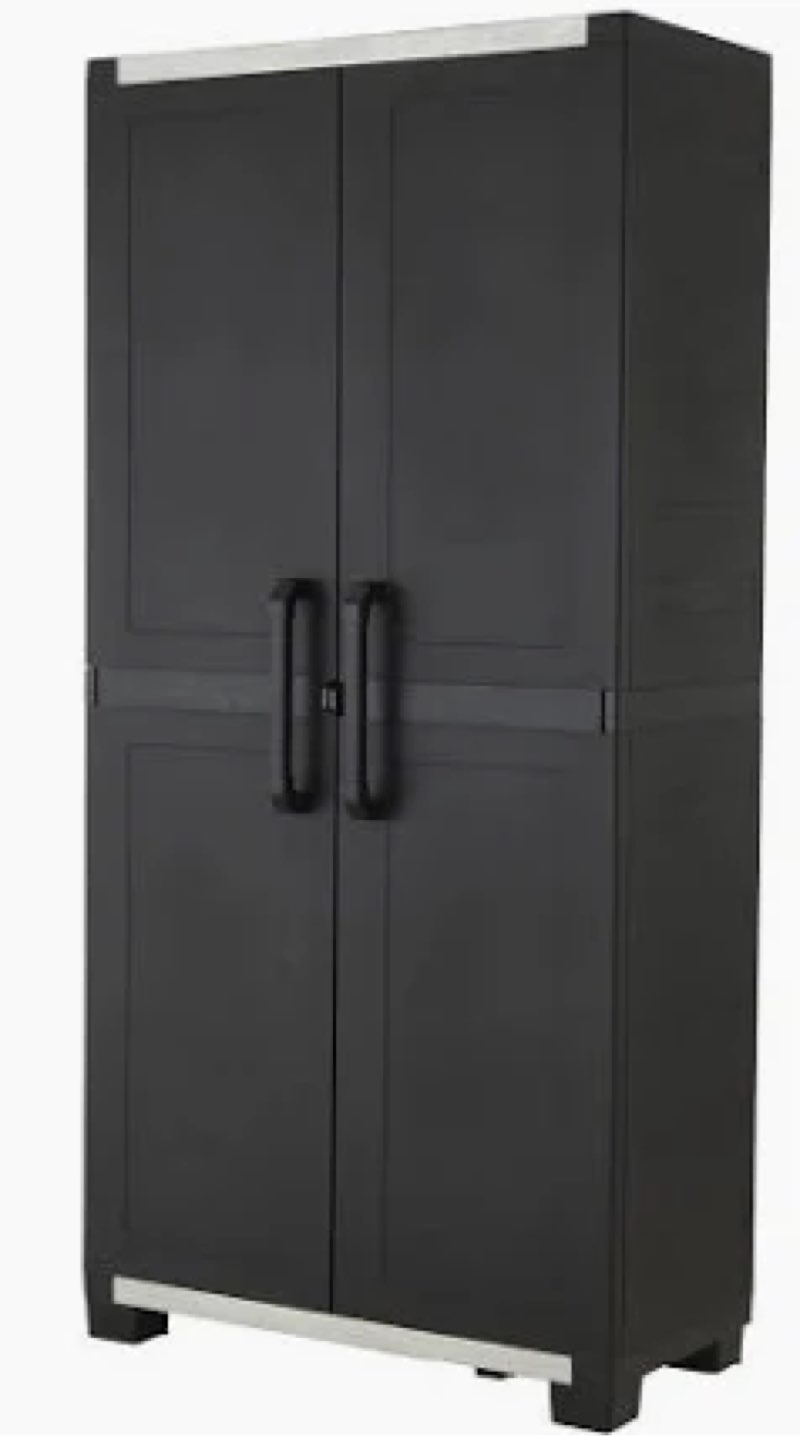  Keter Premium One 35-in W x 74-in H x 18.5-in D Freestanding Plastic Garage Cabinet in Black | 259991