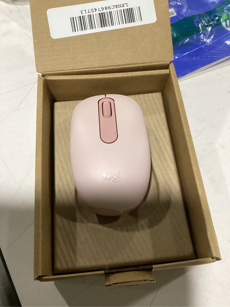 Condition photo showing As Is for logitech mx anywhere 3s compact wireless mouse, fast scrolling, 8k dpi any-surface tracking, quiet clicks, programmable buttons, usb c, bluetooth, windows pc, linux, chrome, mac - rose rose usb-c charge