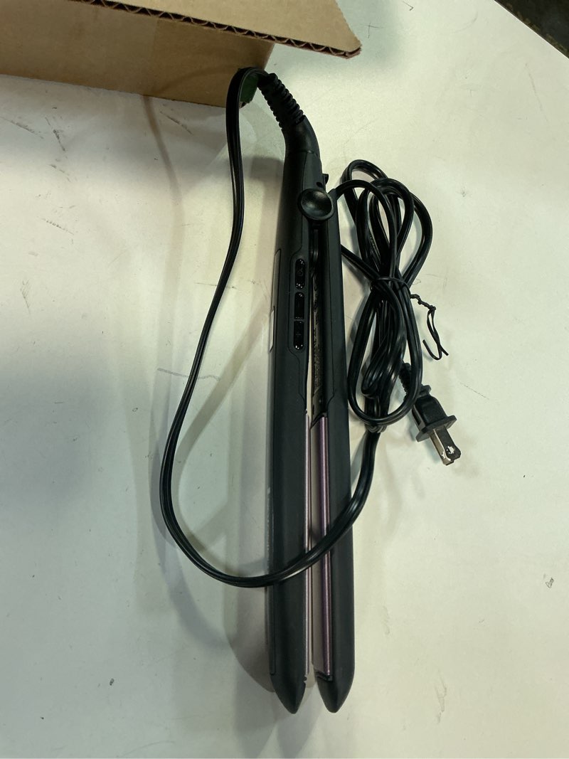 Condition photo showing As Is for Remington 1" Flat Iron, Hair Straightener with Anti-Static Technology, Rapid 30-Second Heat-Up, 60-Minute Auto Shut-Off, 30% Longer Ceramic Floating Plates, and Titanium-Ceramic Coating Black 1 inch