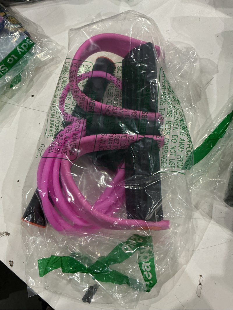 Condition photo showing New/Like New for resistance bands with handles, 6-tube elastic foot pedal resistance bands, natural rubber ankle puller sit-up exercise, multifunction fitness band for abdomen, waist, arm, leg stretching training pink