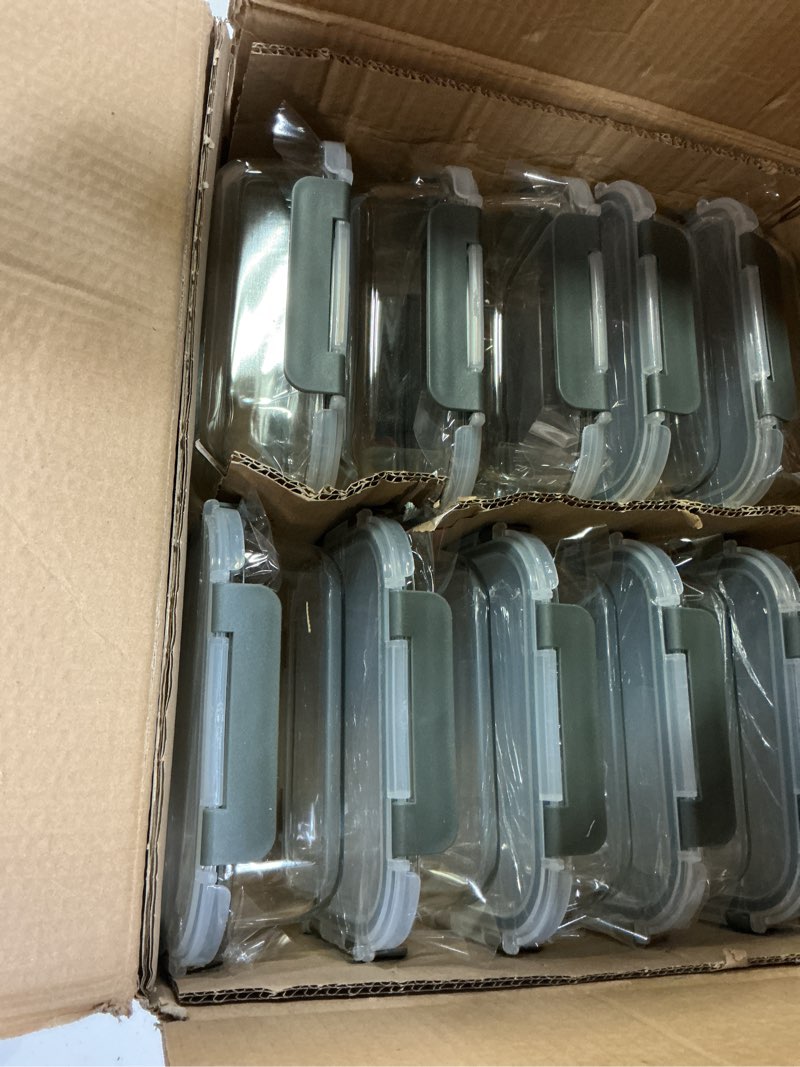 Condition photo showing New/Like New for komuee 10 packs 22 oz glass meal prep containers, glass food storage containers with lids, airtight lunch boxes bpa free, microwave and freezer safe gray
