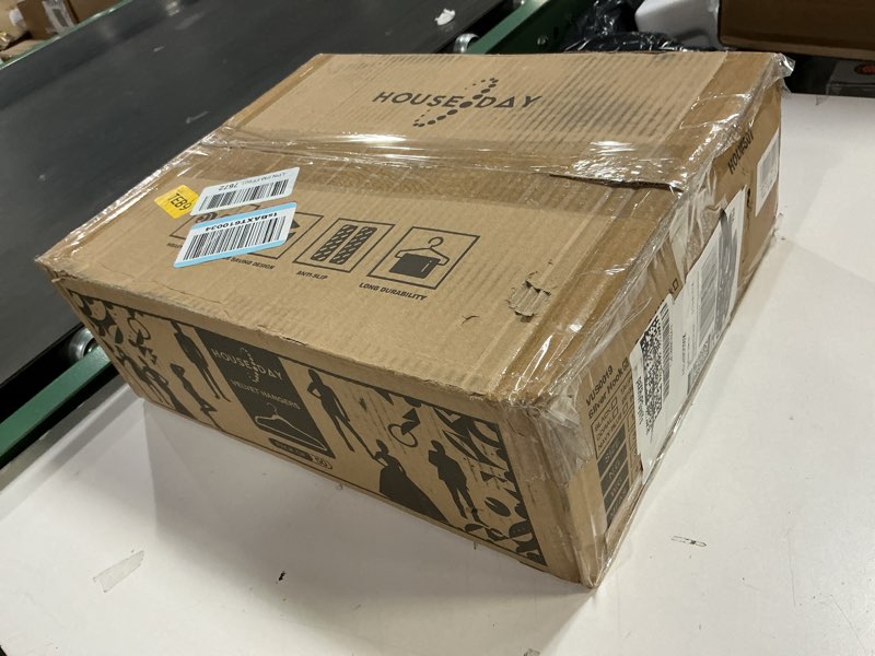 Condition photo showing New/Like New for HOUSE DAY Premium Velvet Hangers 50 Pack Pink, Non-Slip Flocked Felt Hangers, Sturdy Clothes Hanger Heavy Duty Coat Hanger, Durable Slim for Closet Space Saving 50 Pack Light Pink/ Silver