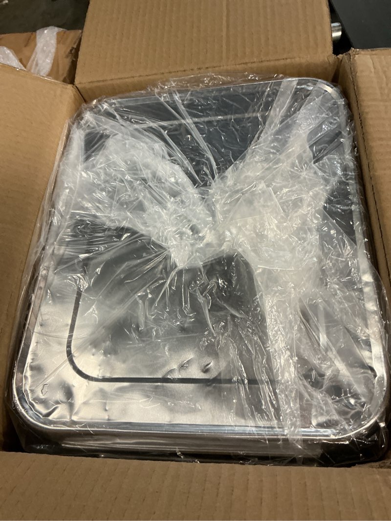 Condition photo showing Good Condition for alpha living 6 pack - disposable chafing dish buffet set, half size pans, welded body food warmers for parties, fuel cans complete set, warming trays complete kit (with racks)