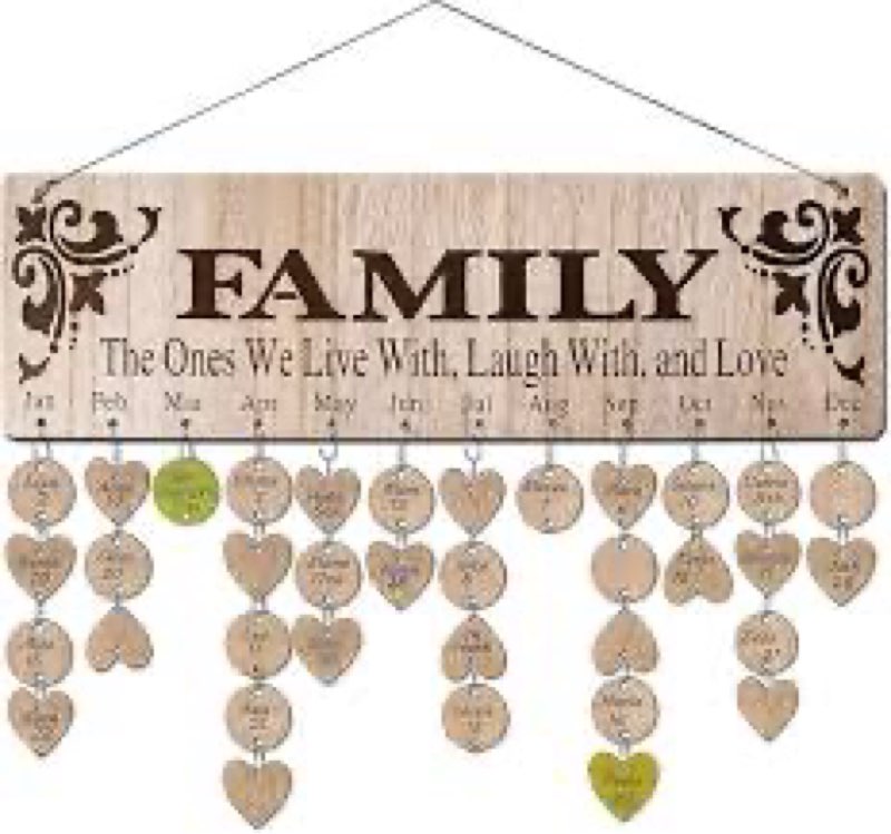 Christmas Grandma Gifts for Mom from Daughter, Wood Family Birthday Reminder Calendar Board Wall Han