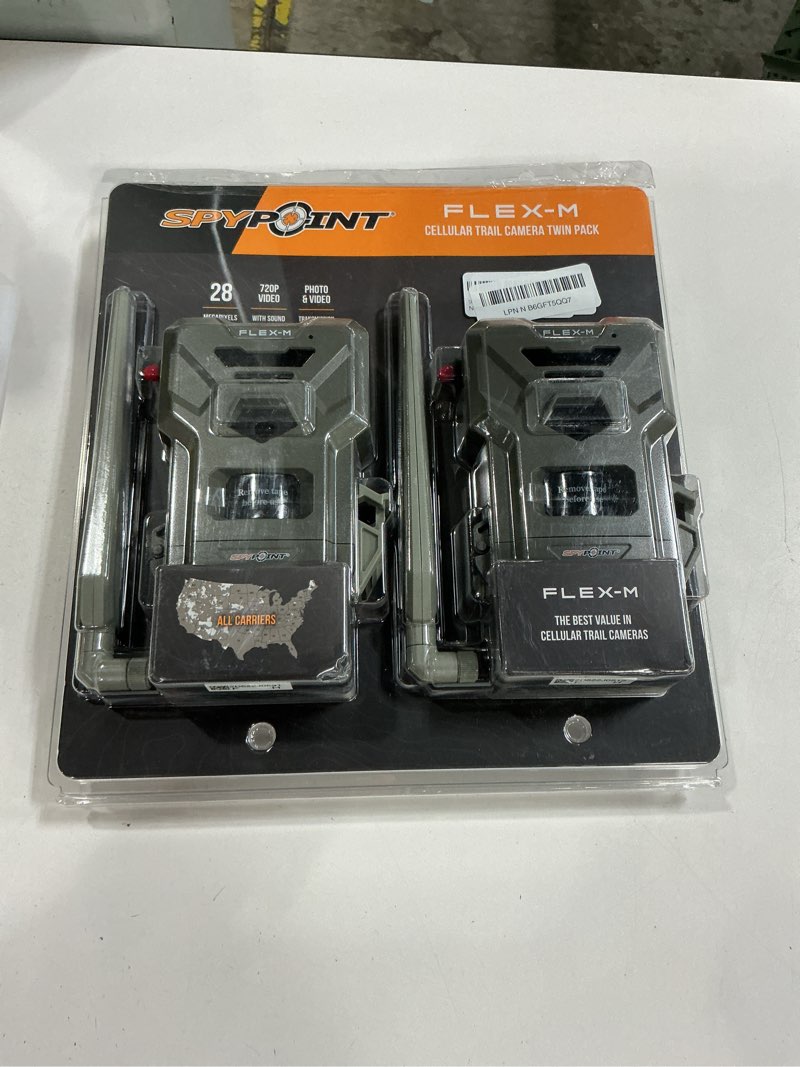 Condition photo showing Good Condition for spypoint flex-m twin pack cellular trail cameras - best hunting accessories, no wifi needed, gps, night vision, dual-sim lte, ip65 water-resistant game camera, 28mp photos, 720p videos + sound (2) pack of 2 camera only
