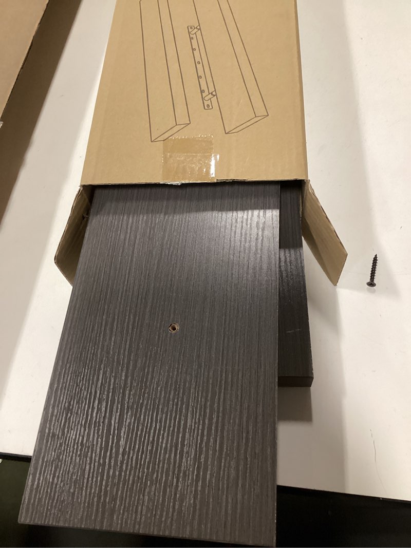Condition photo showing As Is for BAYKA Floating Shelves, 22.5" Wall Mounted Wood Shelves for Bathroom, Bedroom, Living Room, Kitchen, Hanging Shelf for Books/Storage/Decor (Grey,Set of 2) D. Grey - Industrial Edge Style 22.5inches
